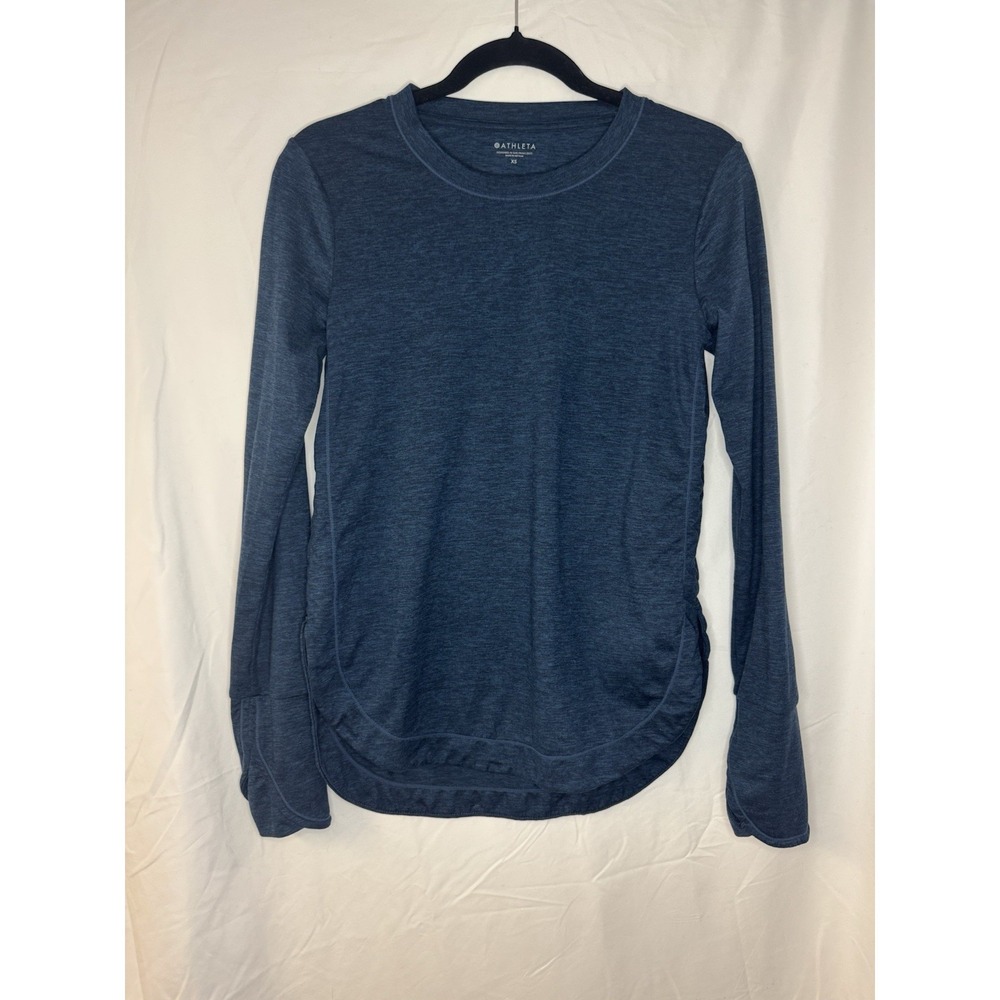 Athleta Uptempo Shirt In Teal Sz XS Fitness Comfort‎ Thumb holes